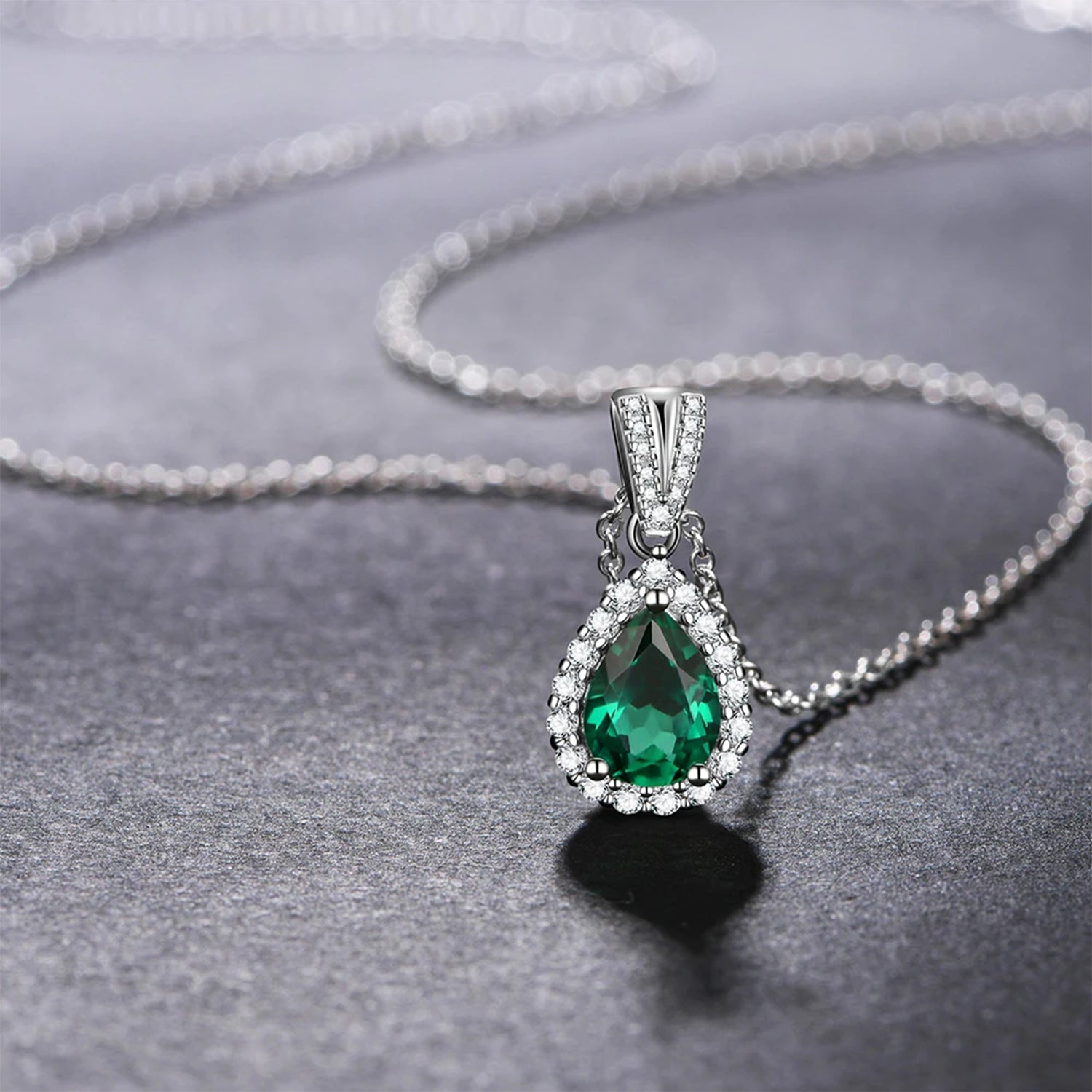 Verdant Moissanite & Emerald Pendant Necklace